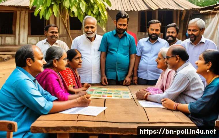 시민사회와 참여 민주주의 - A vibrant community meeting scene in a Bengali neighborhood, showing diverse men and women of variou...